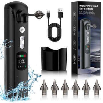 Aspirateur oreille avec 3 modes de mettoyage et 8 niveaux réglables de IPX7 universel nettoyeur d'oreilles électrique rechargeable